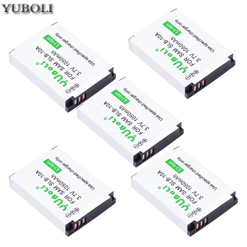 5 batteries Yuboli 1050 мА/ч, SLB-10A SLB10A SLB 10A Батарея+ ЖК-дисплей USB Зарядное устройство для samsung HMX-U10 HMX-U100 SL720 HZ15W SL310W SL820 HZ10W ES60 - Цвет: 5 batteries