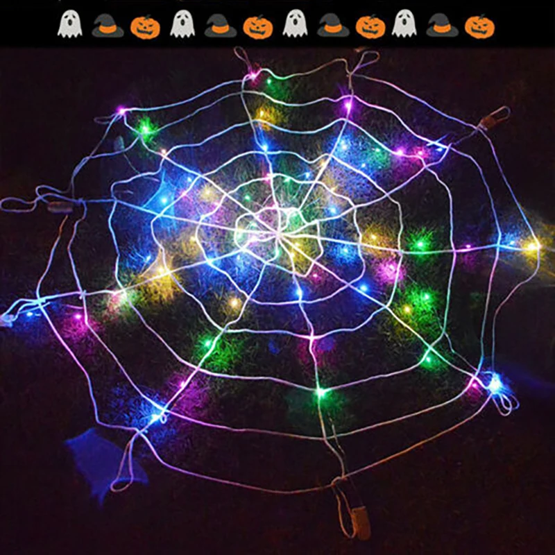 Гигантская пауковая паутина цветная светодиодная гирсветильник тематическое