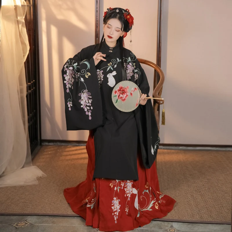 Новинка женское длинное пальто Hanfu Wisp Женский комплект из юбки со свинцовой