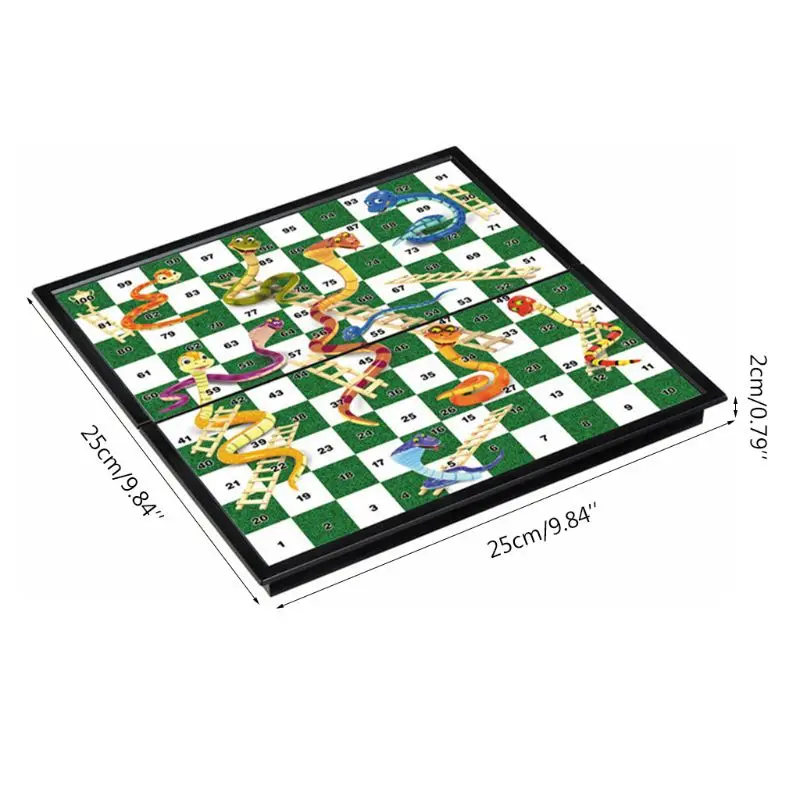 

Magnetic Foldable Snake and Ladder Chess Educational Toy Family Party Board Game Best Birthday Gift