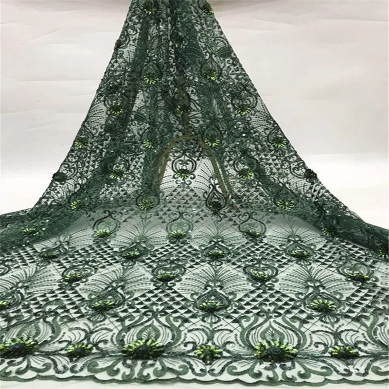 Embroidery African French Tulle Lace with 3d sequins Luxury glitter Fabrics for Women Dresses Fabric | Дом и сад