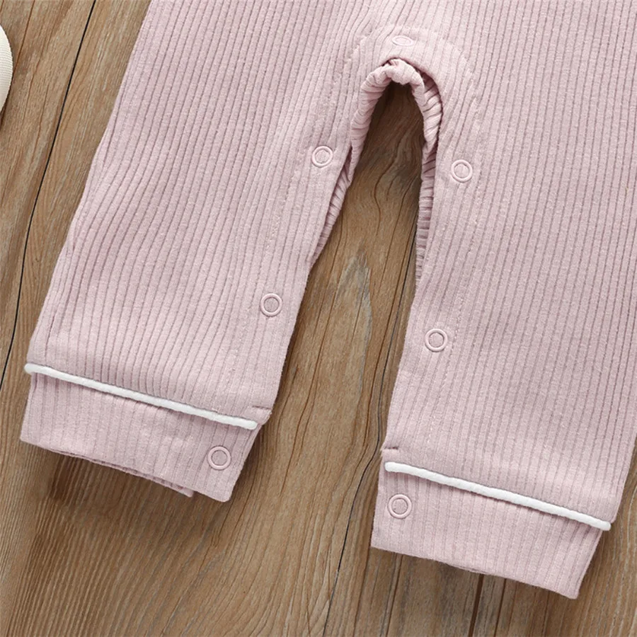 

Baby Kids Girl Boy Autumn Clothes Knitted Cotton Long Sleeve Bow doll collar Romper Bodysuit Jumpsuit Overall One-Pieces Outfit