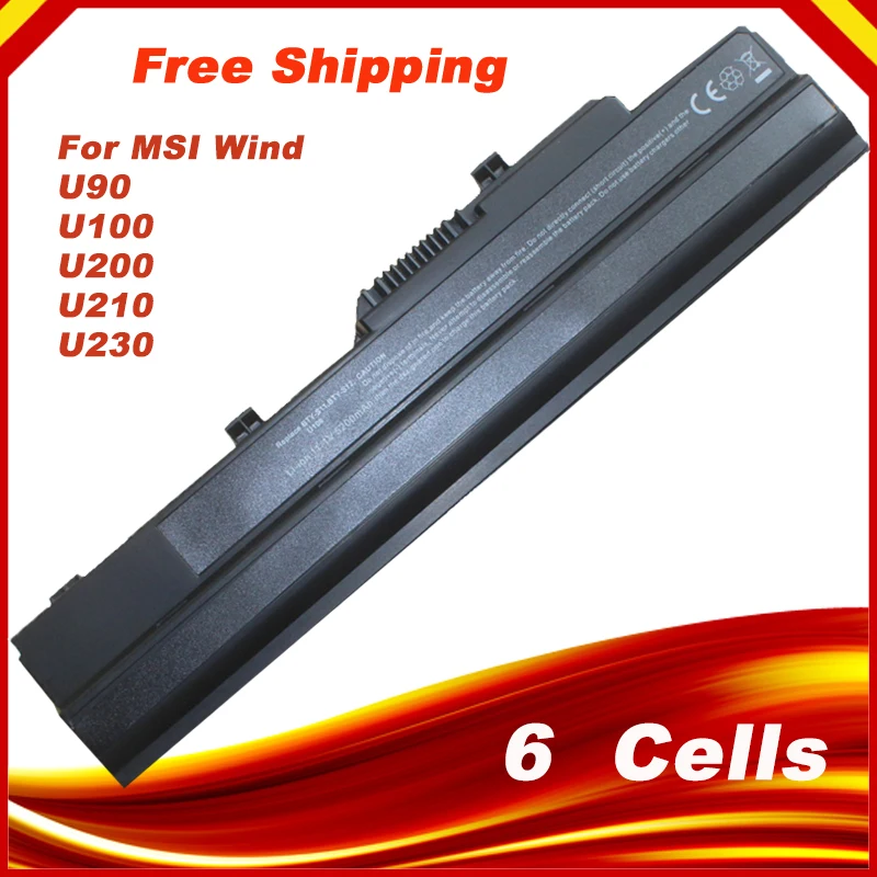 Новый черный Аккумулятор для ноутбука MSI Wind U90 U120 U100 U150 U230 U135DX U100X U100W U120H U91 U123T U250 U123