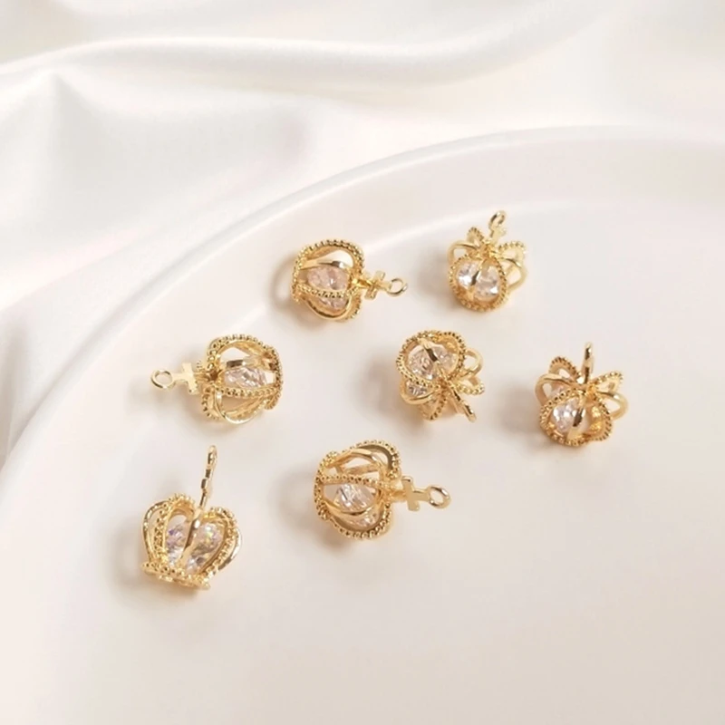 

Copper Zircon Crystal Crown Charms Smart Pendants DIY Jewelry Findings Jewellery Making Accessories