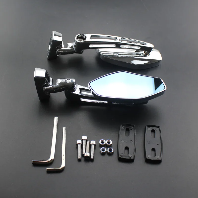 

Pair Chrome Aluminum Motorcycle Mirrors Rearview Side Mirrors Dirt Bike Universal Motorbike Cafe Racer Old School