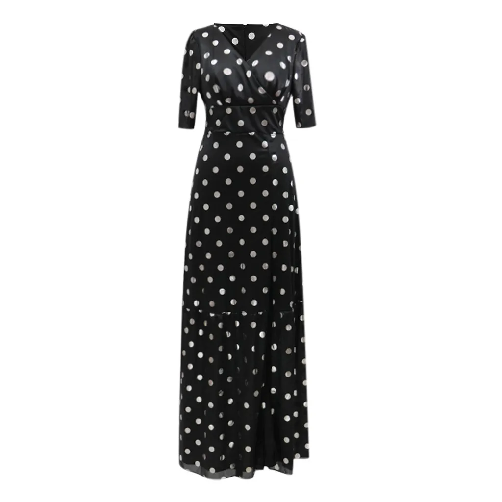 Женское платье Повседневное в горошек с коротким рукавом ТРАПЕЦИЕВИДНОЕ ПЛАТЬЕ