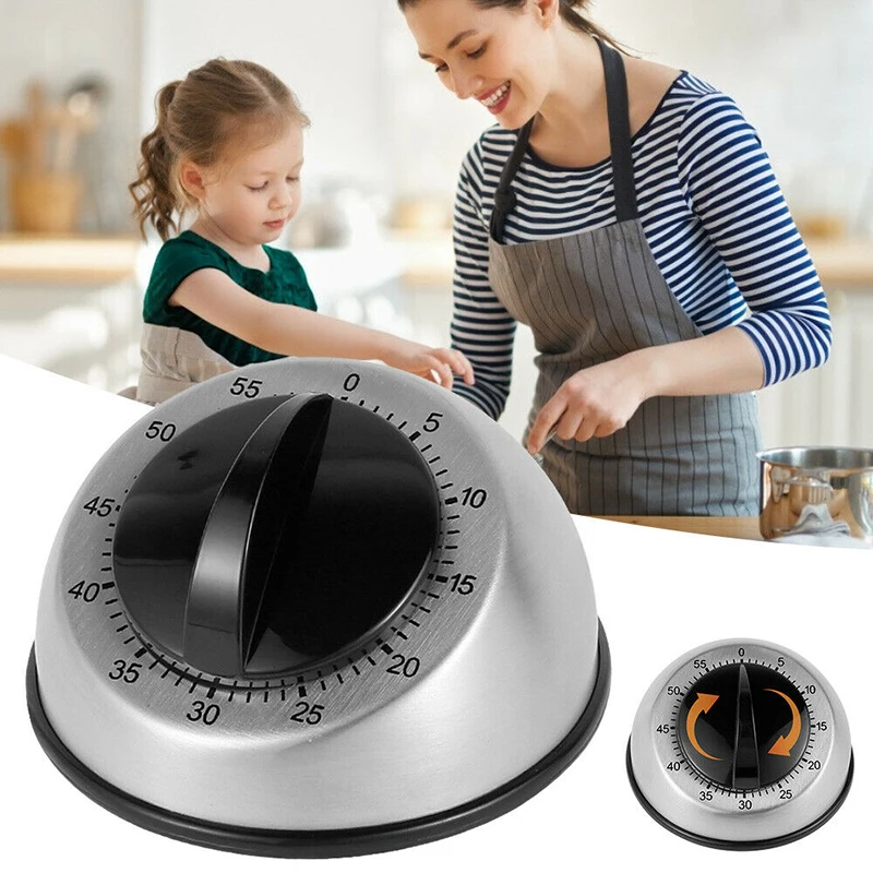 

1PC Kitchen Mechanical Cooking Timer Tool Cooking Baking Reminder Stainless Tool 60 Minutes Countdown Cuisine Accessoires