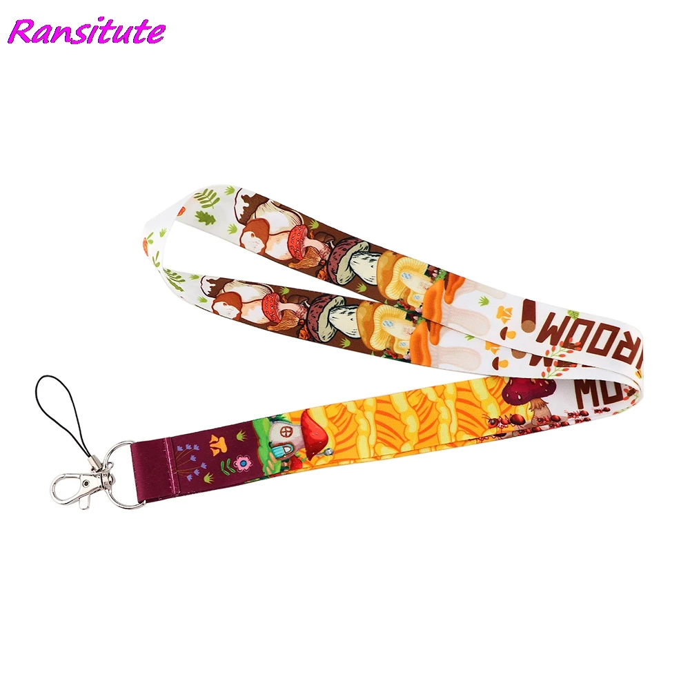 Ransitute R2179 Kawaii грибы ремешки удостоверение личности-брелок для ключей Id карты Пасс