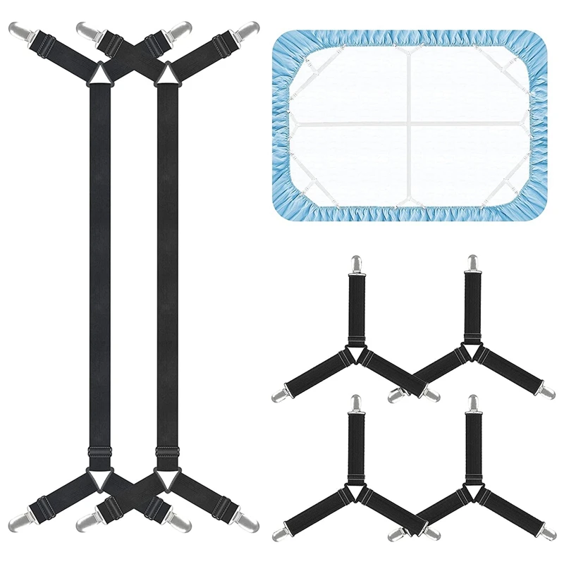 Bed Sheet Holder Straps Adjustable Elastic Crisscross Fasteners Suspenders Stays Clip | Дом и сад
