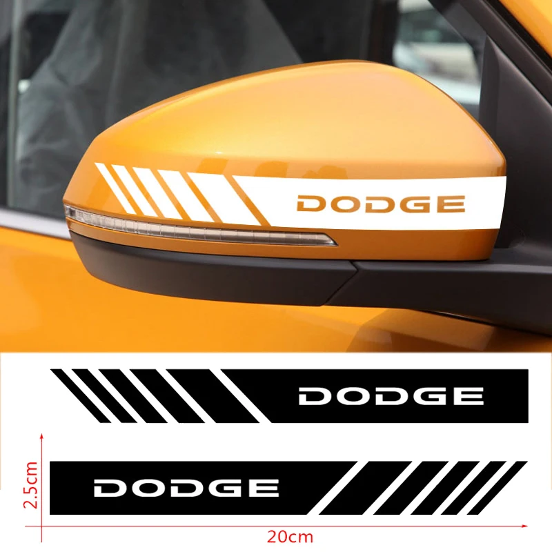 

2pcs Car Rearview Mirror Sticker Auto Goods For Dodge Journey Caliber Challenger Charger Ram 1500 Stratus Dart Dakota Durango