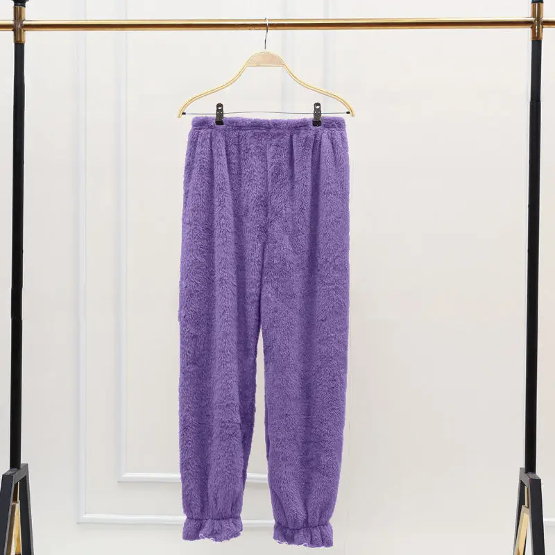 New Sleep Bottoms Women Winter Full Length Pajama Pants Coral Velvet Casual Soft Warm Daily Homewear Plus Velvet Loose Soft