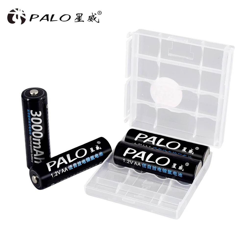 PALO 1 2 V AA перезаряжаемые батареи 3000mAh 2A Ni-MH Ni MH Rechargeble с 8 слотами AAA зарядное