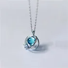 Новинка, корейский стиль, голубая звезда из кристалла, ювелирные изделия из стерлингового серебра 925 пробы, темпераментная милая и простая модная искусственная кожа, H457