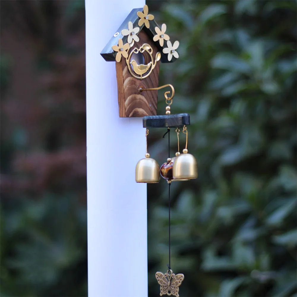 

Bird Nest Wind Chimes 35cm Home Garden Decoration Gift Butterfly Pendant Windchimes Copper For Patio Living Room Window