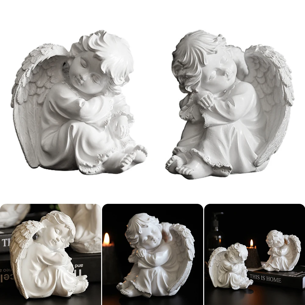 

Pair of Praying Little Angel Ornaments Resin Angel Crafts Children's Room Decorations Wedding Birthday Gifts