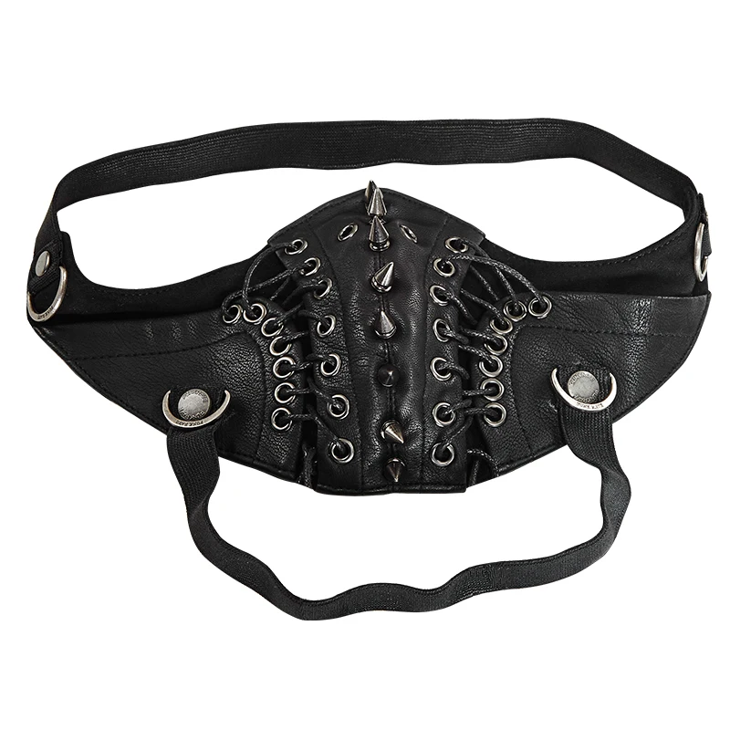 Панк рейв крутая регулируемая эластичная лента панк Рок аксессуары готические заклепки кожа для женщин маска стимпанк