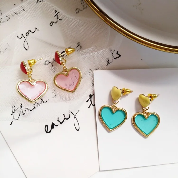 2019 японские и корейские девушки сладкий розовый любовь/Сердце Серьги Корейский