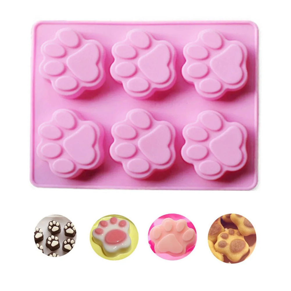 

6 Cavities Cat Feet Pattern Chocolate Silicone Mould Handmade Soap Making Tools Cake Non-toxic Soap Mold Handcrafted Accessories