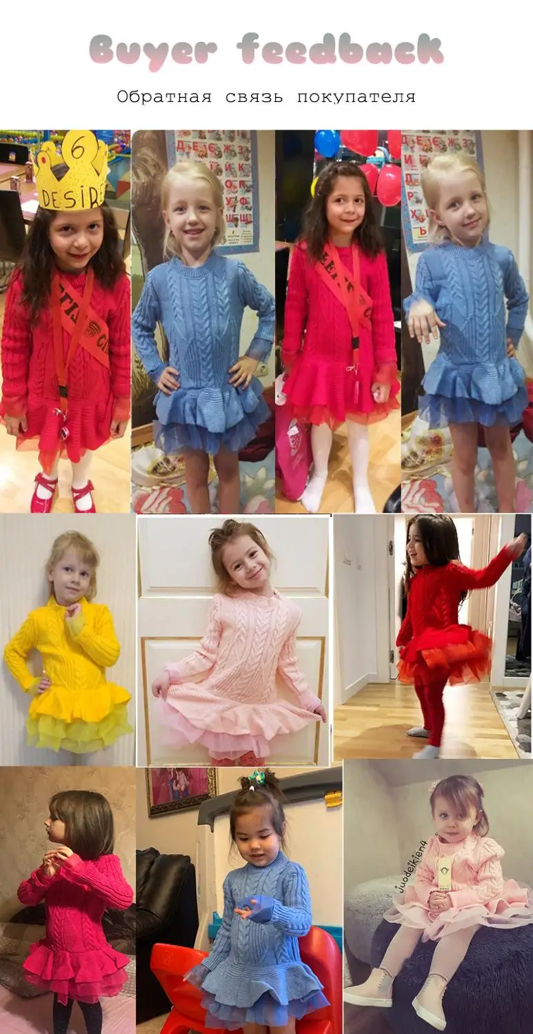 

New Years Kids Costume Autumn Knitted Girls Dress Long Sleeve Wedding Tutu Dresses For Girls Cute Princess Party Tulle Dress