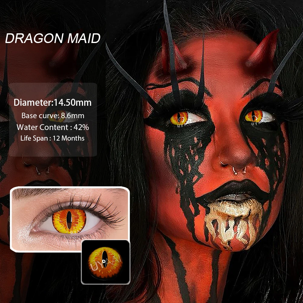 uyaai 1 pair colorcon sharingan itachi contact lens transparent fancy vision dragon fresh halloween cos eye pink lenses free global shipping