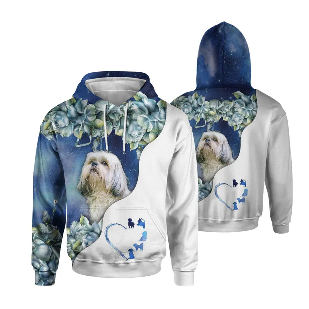 

CLOOCL Graphic Flowers Men Hoodies Animals Dogs Shih Tzu Men Clothing Unisex Casual Hoodie Unisex Harajuku Pullovers