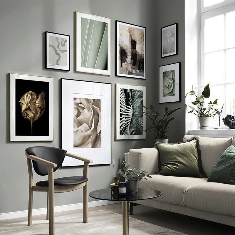 

Golden Flower Canvas Painting Leaf Poster Abstract Nordic Art Print Modern Scandinavian Wall Picture for Living Room Home Decor