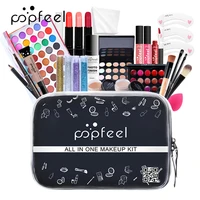 27pcs popfeel all in one full makeup kit for girl beginners profession cosmetic makeup set eyeshadow lipstick puff with bag