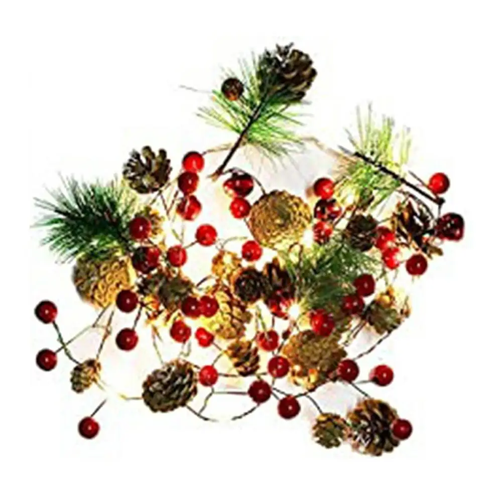 

Christmas Garland Decoration Led Copper Wire Light String Fruit Pine Cone Pine Needle Festival Garden Lamp