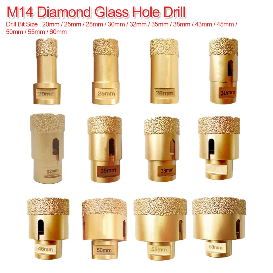 20 мм 60 M14 вакуумных паяных алмазного бурения коронка сухой алмазное сверло для