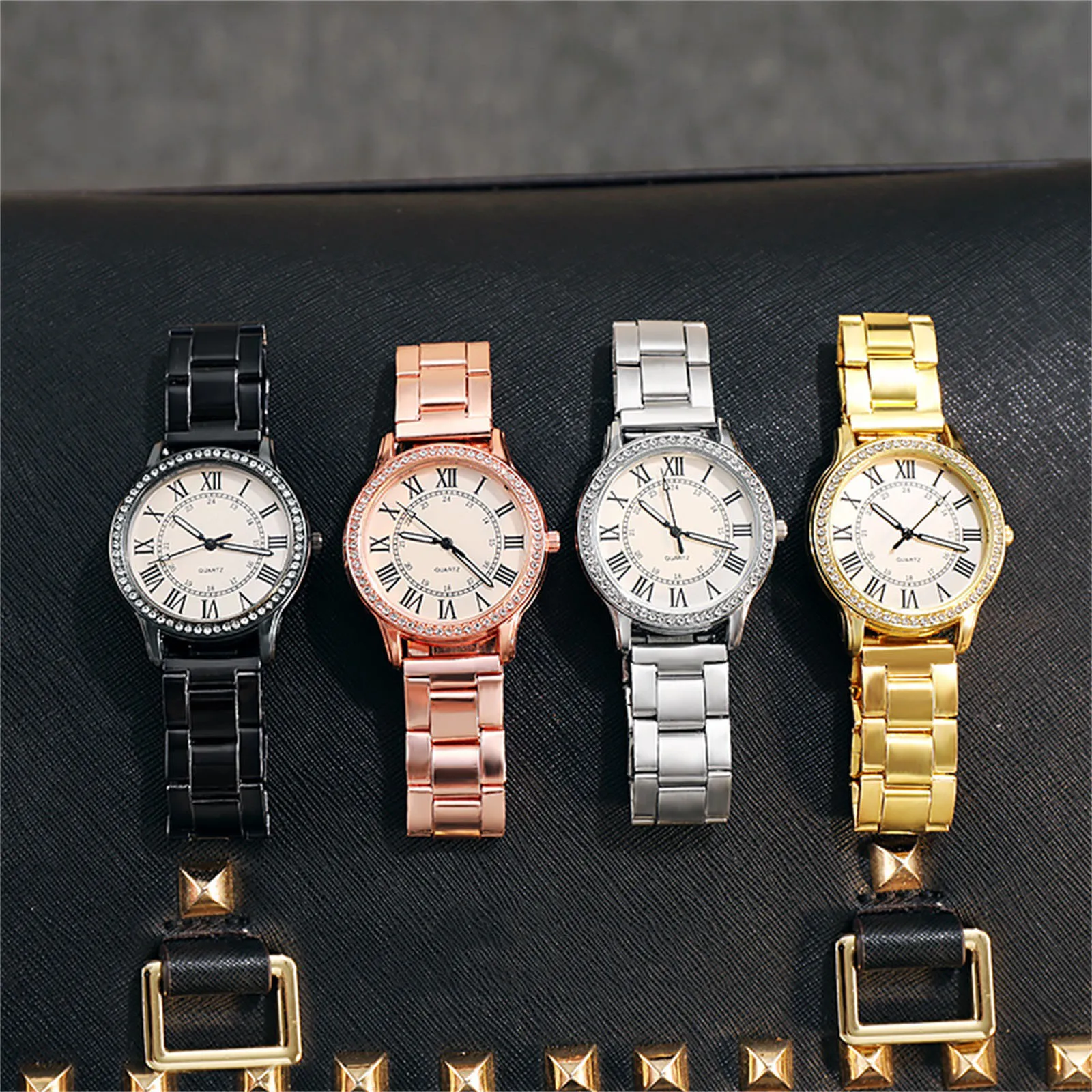 

Ladies quartz watch quartz Roman numerals simple waterproof rose gold stainless steel mesh ladies watch relogio feminino 6*