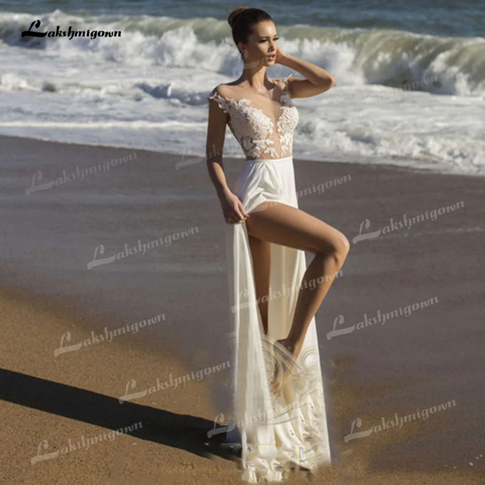 

Женское свадебное платье It's yiiya, белое кружевное платье А-силуэта с круглым вырезом, короткими рукавами-крылышками и шлейфом с аппликацией н...