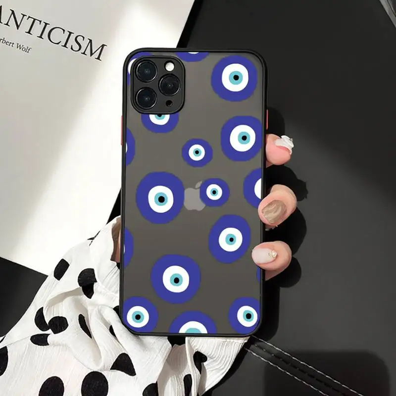 

Fashion Evil eye Phone Cases Matte Transparent for iPhone 7 8 11 12 s mini pro X XS XR MAX Plus cover funda