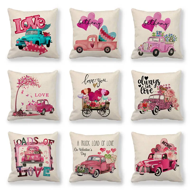 Наволочка для диванной подушки 45 см * в розовом стиле с днем Св. Валентина из льна