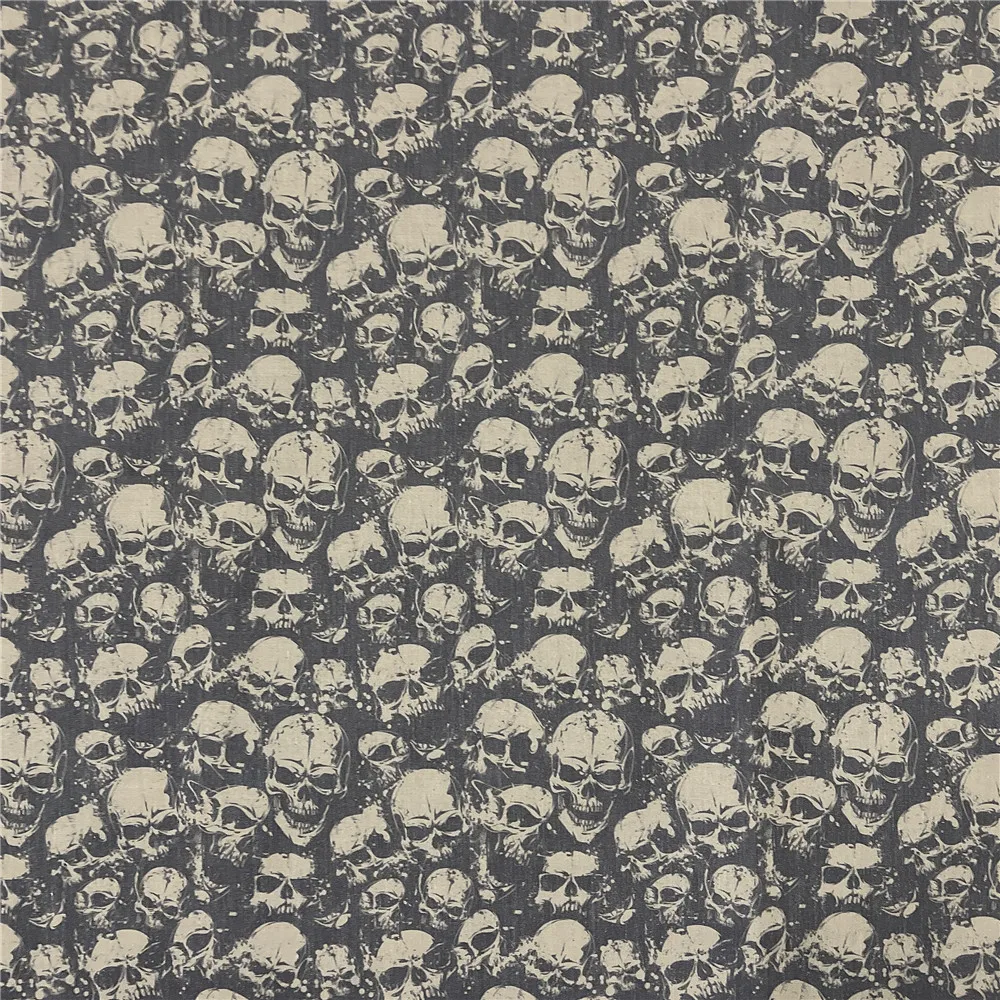 Простая хлопковая ткань из полиэстера винтажная с ужасным черепом эффектом
