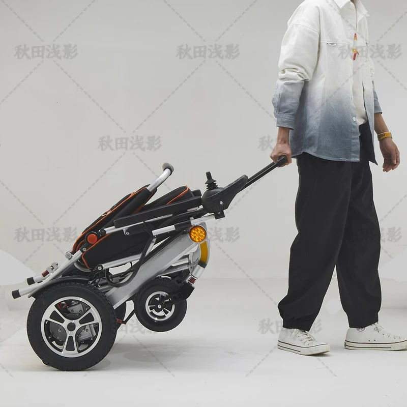 

500W motor 12Ah lithium battery aluminum alloy electric wheelchair folding backrest equipped with astigmatism light