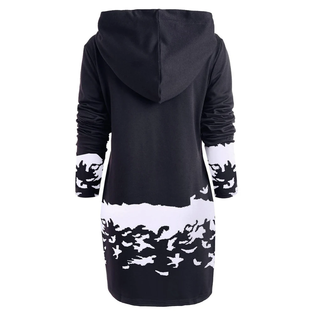 Рождественский Женский свитшот с длинным рукавом и принтом лося капюшоном мини