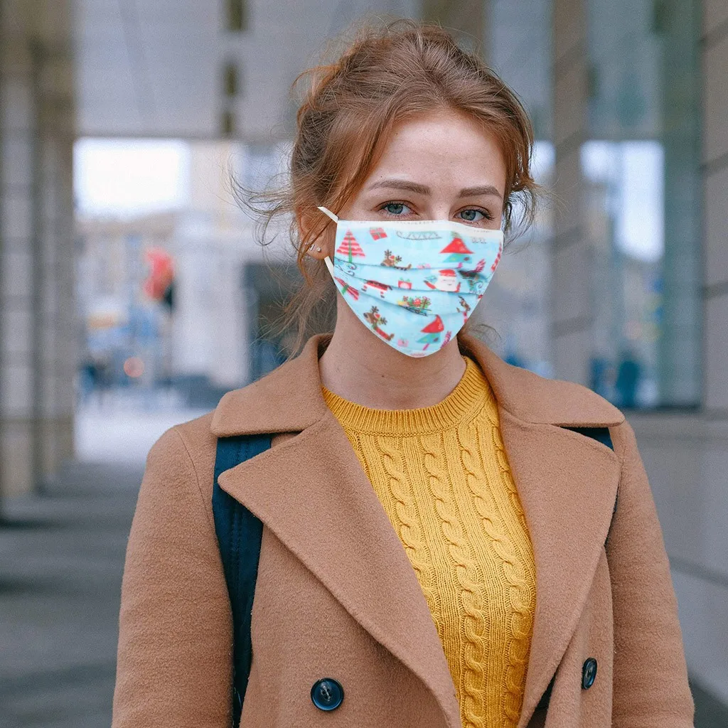 

Adult Disposable Face Mask mondkapjes wegwerp Christmas Mask Printed Disposable Masks outdoor Windproof Protective Breathable