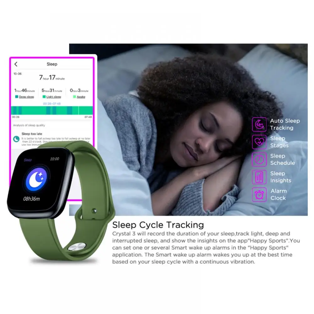 Smartwatch Zeblaze Crystal 3 IPS Color Screen Heart Rate Wristband IP67 Waterproof Long Battery Life Smart Watch For IOS Android |