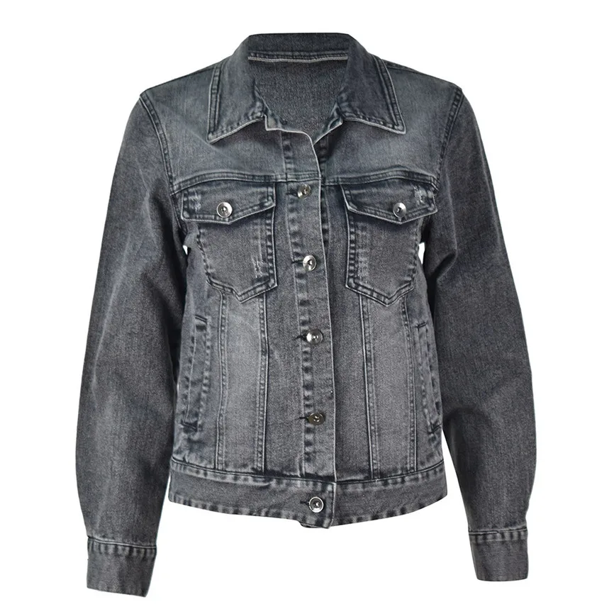 Верхняя одежда короткая куртка-бомбер Женская Повседневная модная джинсовая