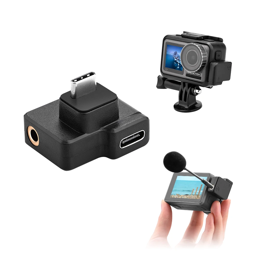 Адаптер для микрофона DJI OSMO Action 4K с двумя USB C на 3 5 мм|Чехлы экшн-камер| |