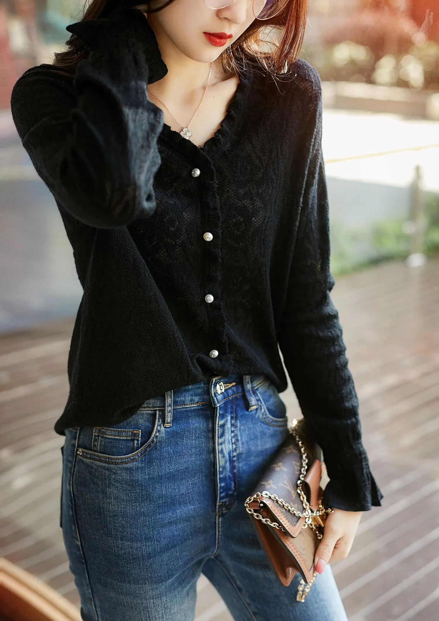 Высококачественный модный дизайнерский однотонный Кардиган с длинным рукавом