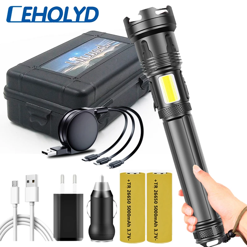 Fiyat XHP110 11 çekirdekli Led El Feneri Powerbank Fonksiyonu Torch Usb şarj Edilebilir 18650 Veya 26650 Pil Zumlanabilir XHP90 Alüminyum Fener