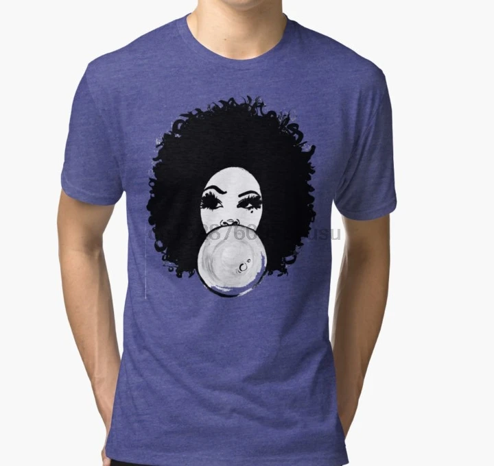 Мужская футболка кудрявый афро красивая девушка пузырчатая резинка поппин