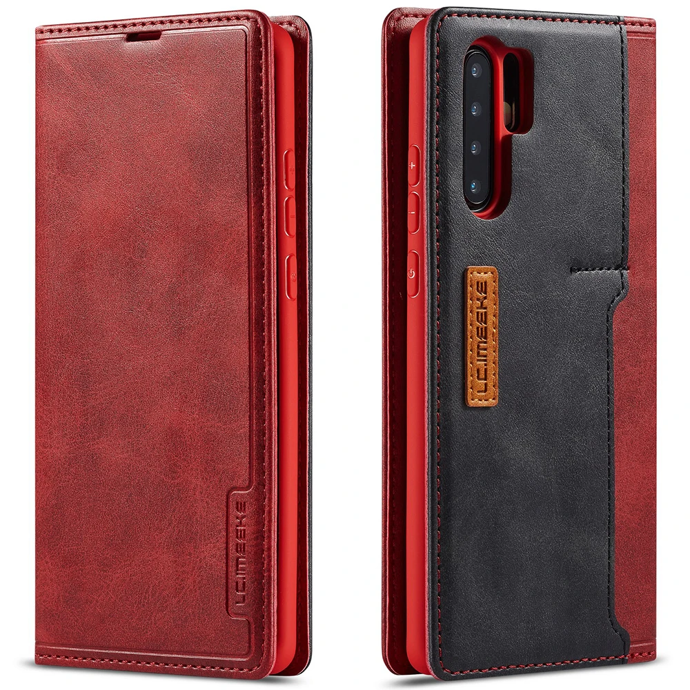 Чехол для huawei P30 Pro, откидной Чехол для huawei P20 Pro P30 Lite, слот для Nano Pin, подставка для карт, кожаный флип-чехол, чехол - Цвет: Красный