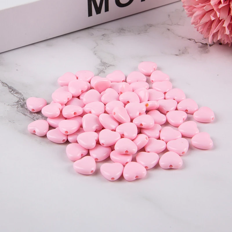 

70pcs Colourful Heart Shape Acrylic Loose Spacer Beads For Jewelry Making DIY Accessories