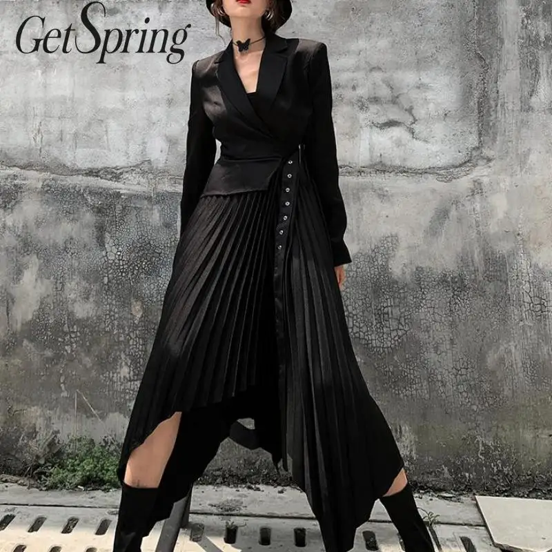 Женское асимметричное плиссированное платье GETSPRING длинное винтажное большого