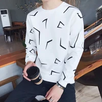 fashion printed loose long sleeve t shirt new pullover crew neck top mens wear