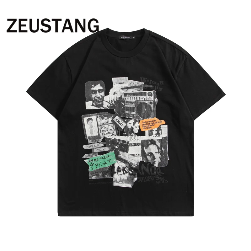 

Zeustang Men Fashion T Shirt Streetwear Film Print Cotton Hip Hop Tshirts O Neck Spring Summer Casual Short Sleeve Tees