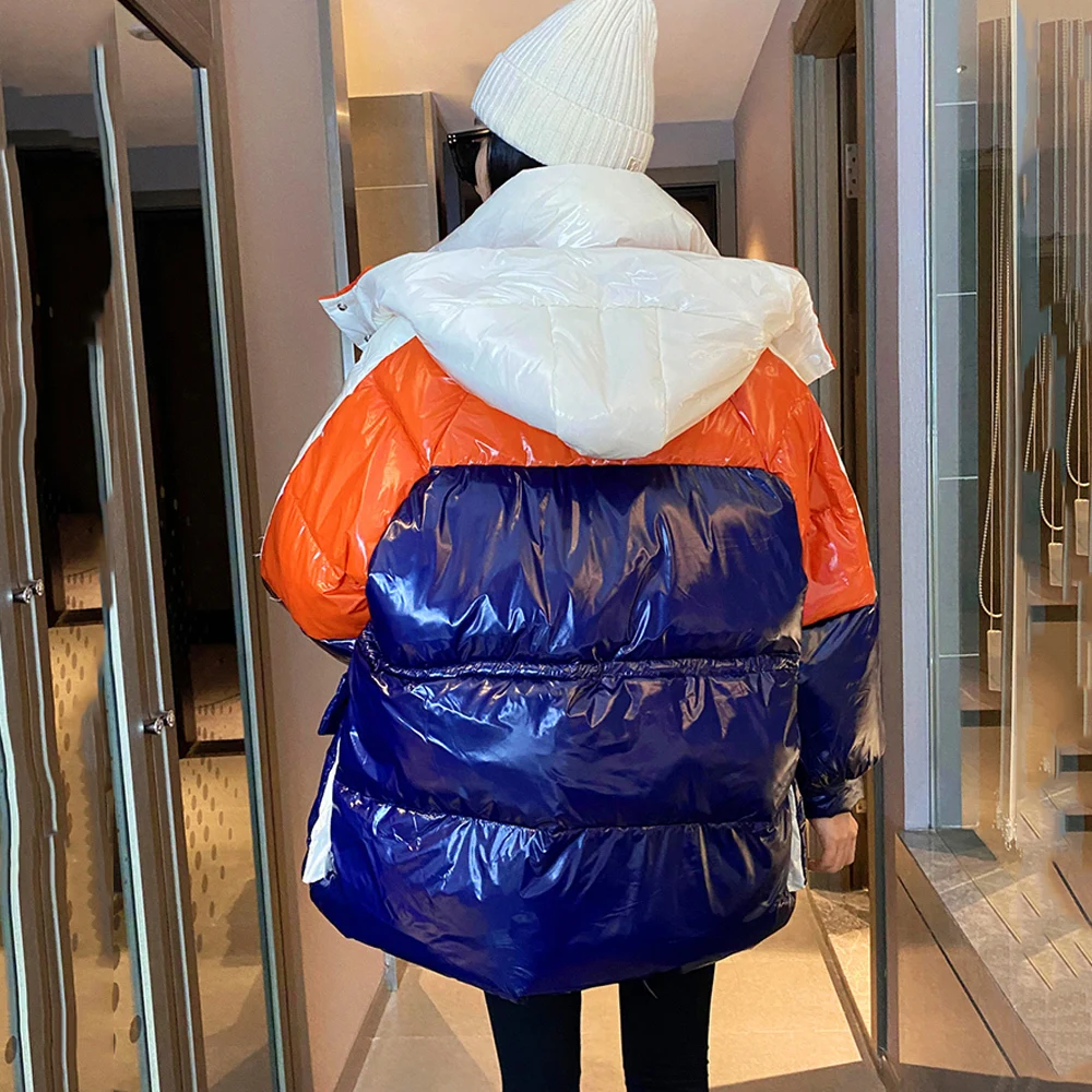 Женское зимнее пальто яркий кокон популярных цветов с капюшоном пуховое