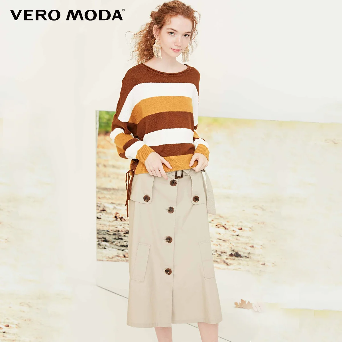 Женский свитер с рукавами летучая мышь на шнуровке Vero Moda Осень-Зима | 319124512